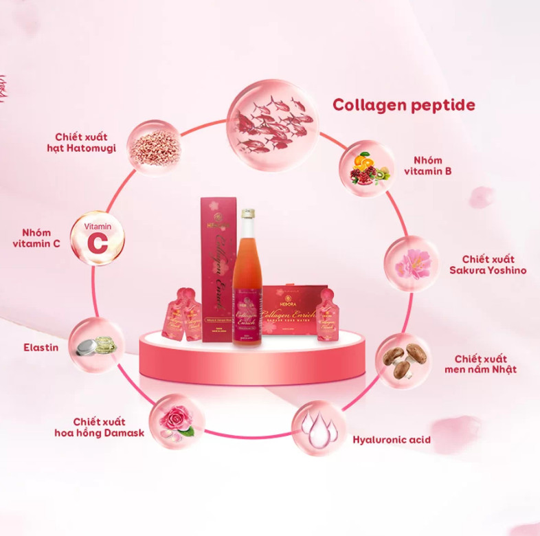 Nước uống collagen Enrich Damask Rose Water